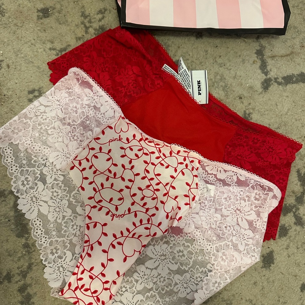 Victoria’s Secret PINK Cheeky Lace Panties Set of 2 Large NWT